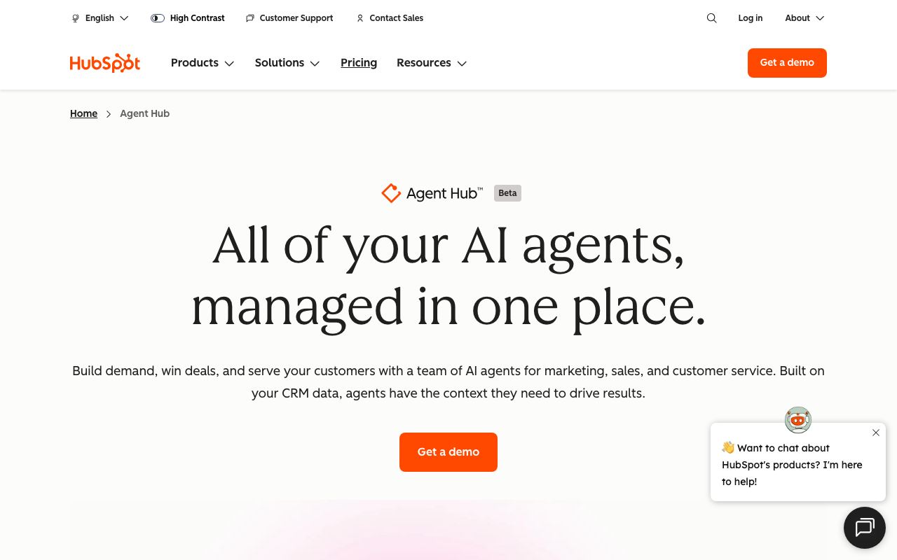 HubSpot Agent Hub screenshot