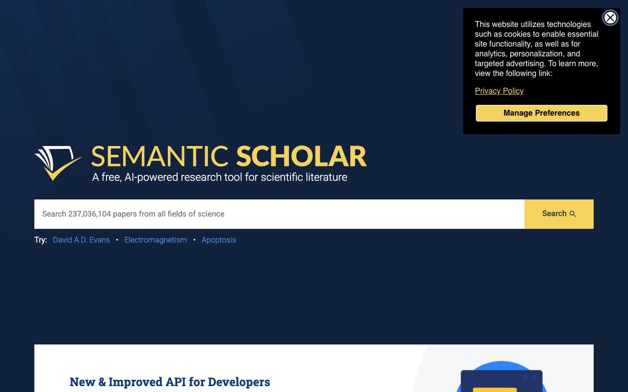 Semantic Scholar screenshot