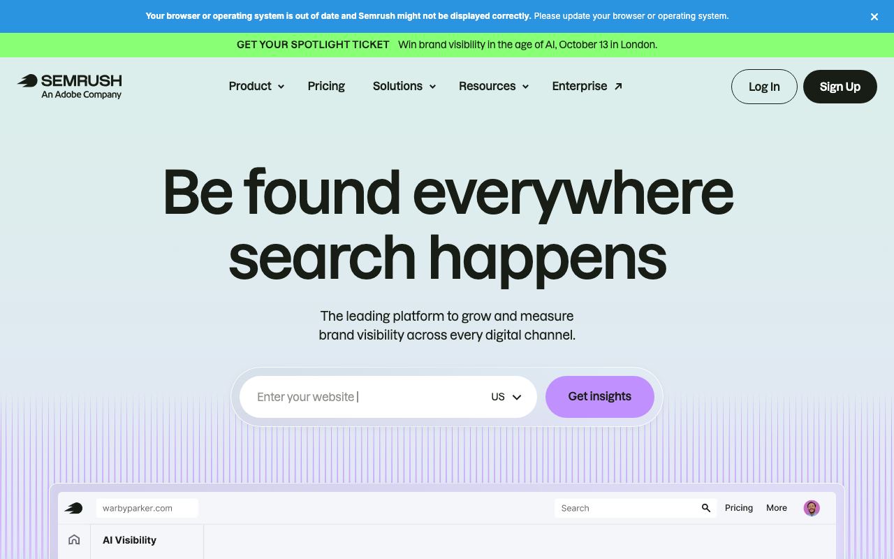 Semrush screenshot
